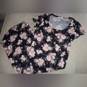 Chic Floral Bodycon Dress in Black and Pink, Juniors Medium, NWOT